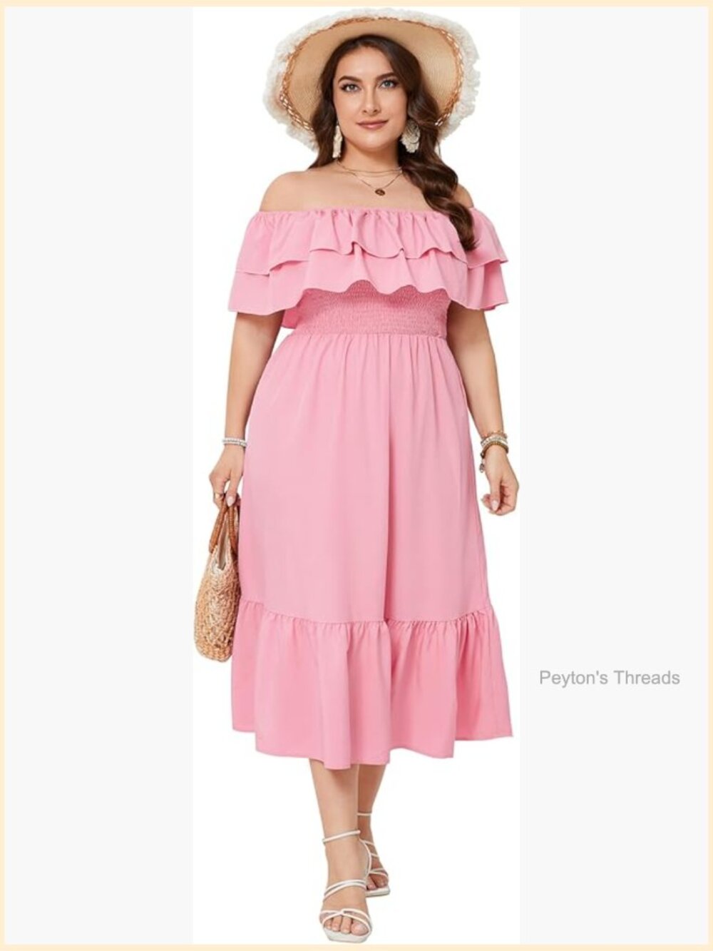 Plus Size Off Shoulder Maxi Dress Ruffle Flowy Boho Long Dress
